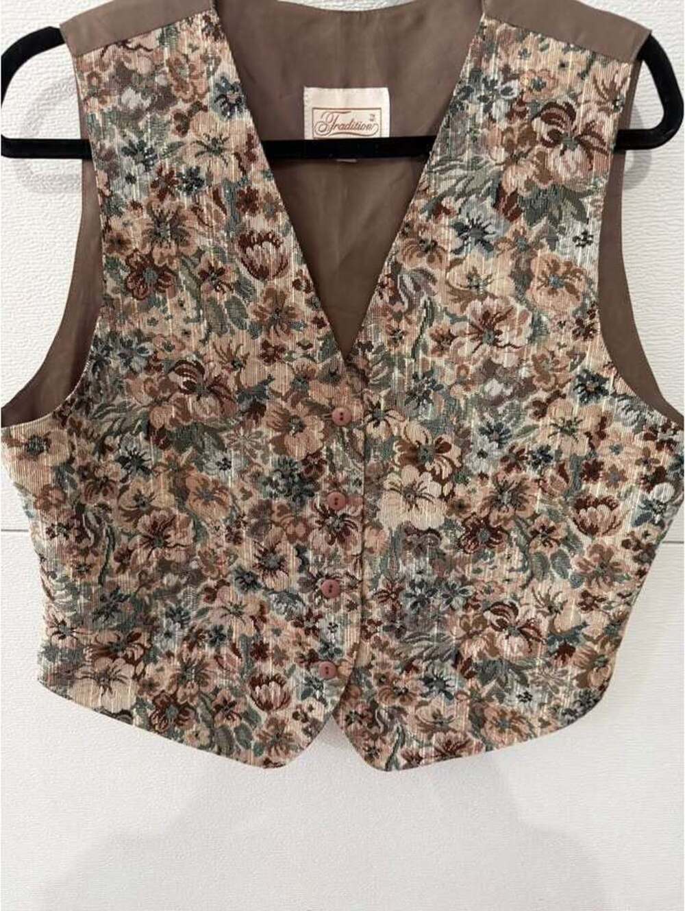 Tradition Vintage Floral Tapestry Vest Size 16